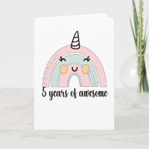 Carte 5e Birthday Boho Rainbow 5 Years Old Unicorn