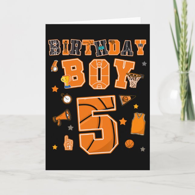 Carte 5th Birthday Boy 5 Yr Sketll Party Five Years Old  (Devant)