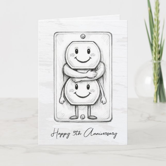 Carte 5th Wedding Anniversary Electrical Socket  (Devant)