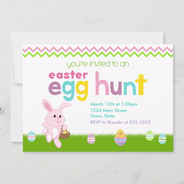 Carte 5x7 d'invitation de chasse à oeuf de pâques (Devant)
