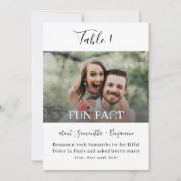 5x7 Fun Facts Photo Mariage Numéros de tableau