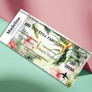 Carte 60 ans et Fabuleux Billet d'Embarquement Tropical