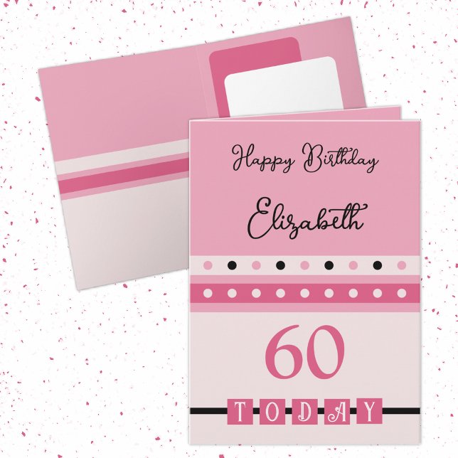 Carte 60 aujourd'hui rose noir 60e anniversaire (Créateur téléchargé)