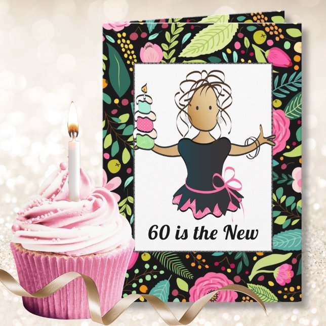 Carte 60 et Fabulous Bold Female Cartoon Anniversaire (Créateur téléchargé)