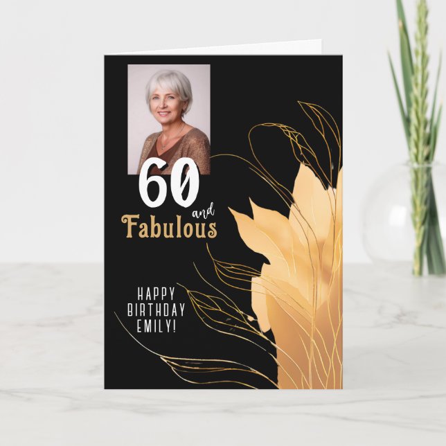Carte 60 et Fabulous Gold Foliage 60e anniversaire Photo (Devant)