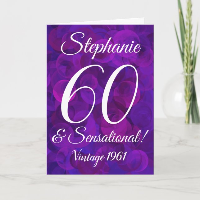 Carte 60 et Sensational Elegant Purple Anniversaire (Devant)