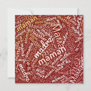 Carte 60 mots pour 'Mère' dans différentes langues
