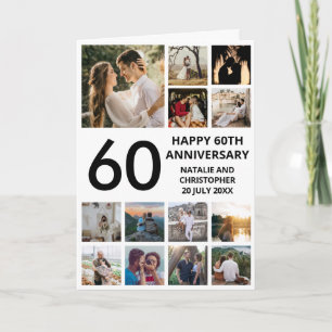 Carte 60e anniversaire 13 Photo Collage noir et blanc