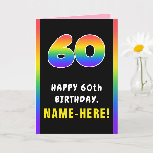 Carte 60e anniversaire : Arc-en-ciel coloré # 60, Nom pe (Petite plante)