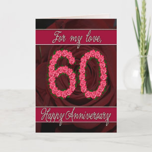 Carte 60e anniversaire avec rose et feuille