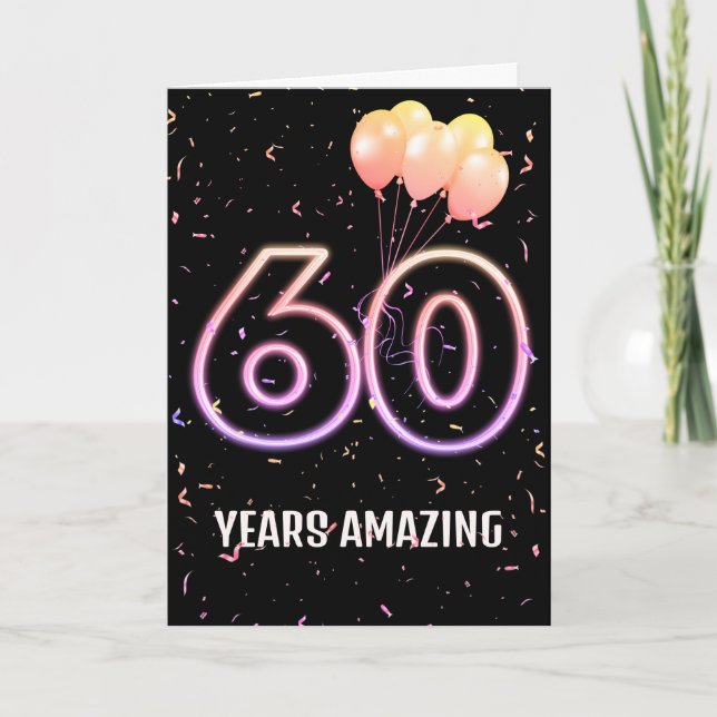 Carte 60e anniversaire Ballons et Confetti (Devant)