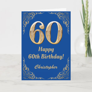Carte 60e anniversaire Cadre Parties scintillant bleu et