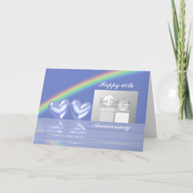 Carte 60e anniversaire Coeurs de diamant (pour photo) (Devant)