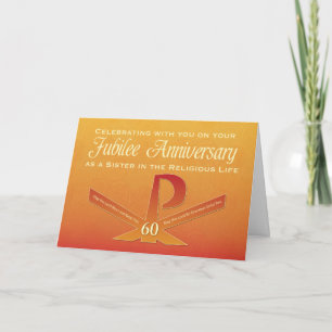 Carte 60e anniversaire de jubilé Nun Pax Cross, Orange e