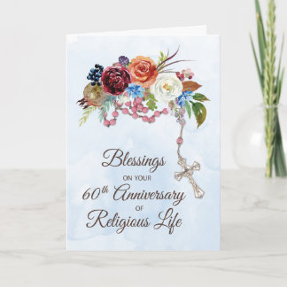 Carte 60e anniversaire de la vie religieuse avec Rosaire