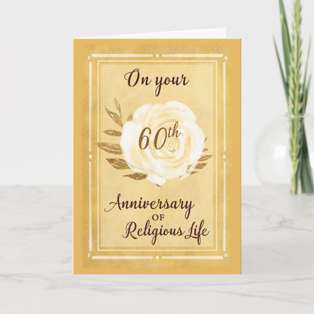 Carte 60e anniversaire de la vie religieuse Nonne Rose b (Devant)