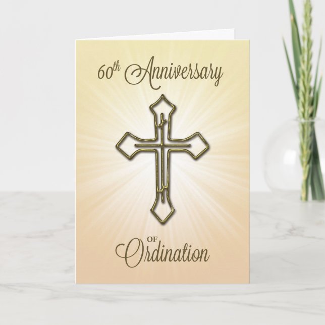 Carte 60e anniversaire de l'ordination, Croix d'or (Devant)