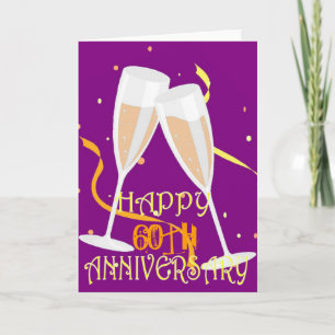 Carte 60e anniversaire de mariage fête du champagne