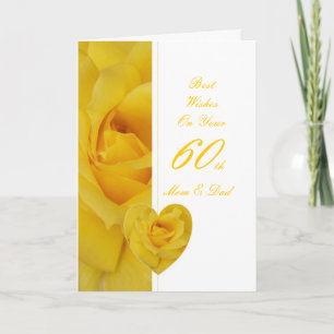 Carte 60e anniversaire de Mariage Maman & Papa Rose jaun