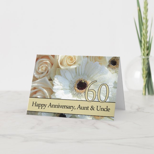 Carte 60e anniversaire de Mariage tante et oncle roses r (Devant)
