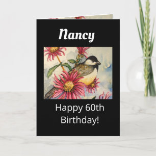 Carte 60e anniversaire Doux Fleur de poulet aquarelle