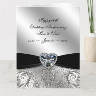 Carte 60e anniversaire du Mariage diamant 8,5 x 11
