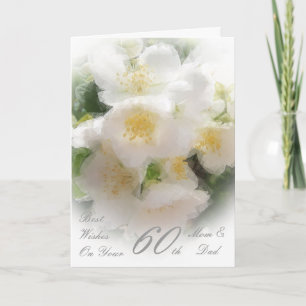 Carte 60e anniversaire du Mariage Fleurs blanches Maman