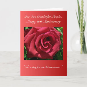 Carte 60e anniversaire du Mariage Rose rouge