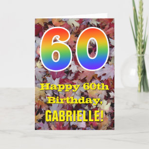 Carte 60e anniversaire; feuilles d'automne rustiques; ar