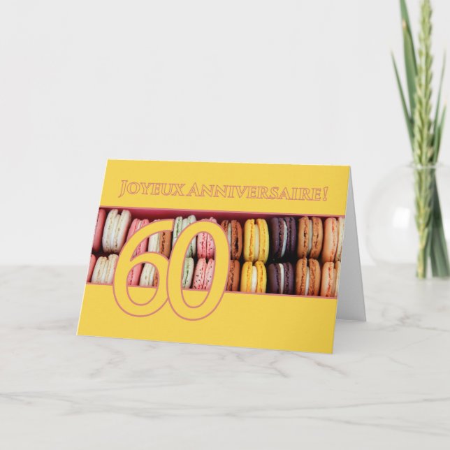Carte 60e Anniversaire Français de Macaron-Joyeux ! (Devant)