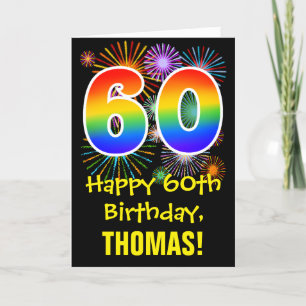 Carte 60e anniversaire : Fun Motif Fireworks + Rainbow 6