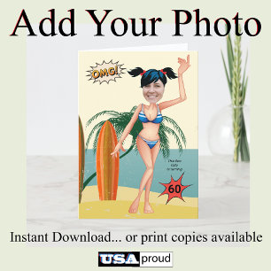 Carte 60e anniversaire Funny Bikini Card 😎 Women Beach 