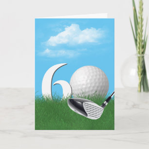 Carte 60e Anniversaire Golf Ball In Grass