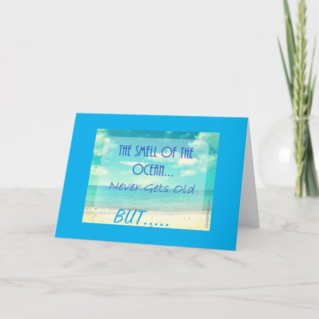 Carte *60e anniversaire* HUMOUR pour le "BEACH LOVER" (Devant)