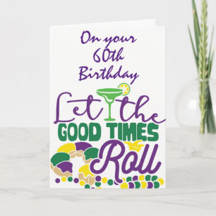 Carte "60e ANNIVERSAIRE" LAISSER LES BONS TEMPS ROULER