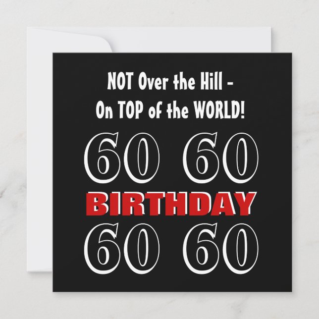 Carte 60e anniversaire moderne rouge argent noir drôle W (Devant)