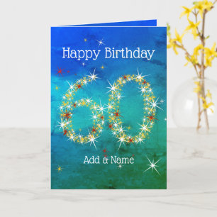Carte 60e anniversaire - Nombre d'étoiles - Vert bleu - 