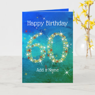 Carte 60e anniversaire - Nombre d'étoiles - Vert bleu - 