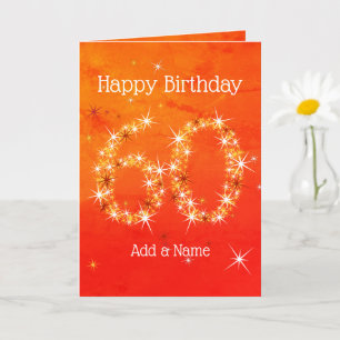Carte 60e anniversaire - Numéro d'étoile Red Orange Glow