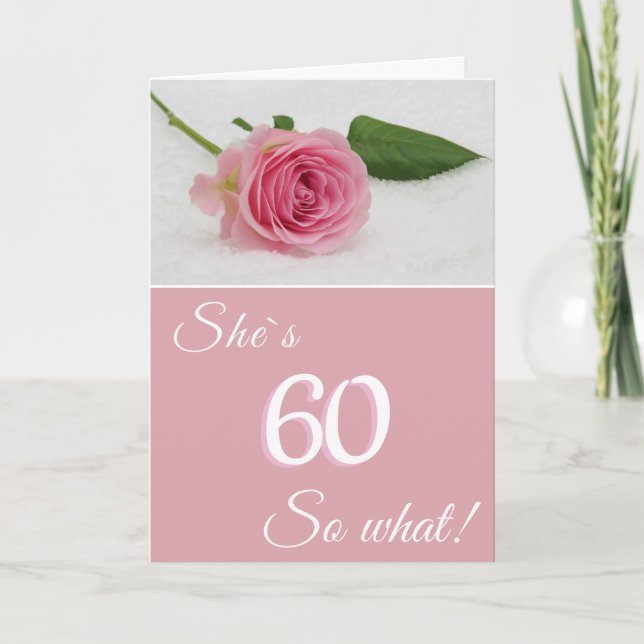 Carte 60e anniversaire pour sa rose rose rose drôle Moti (Devant)