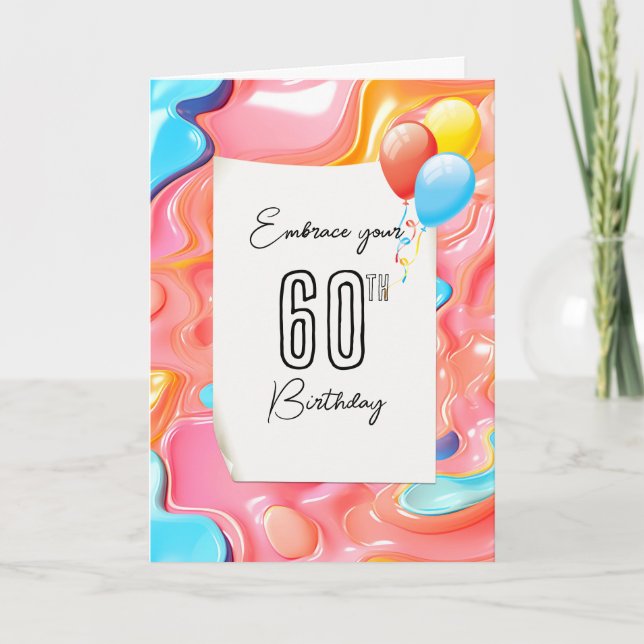 Carte 60e anniversaire Psychedelic 3D Abstrait (Devant)