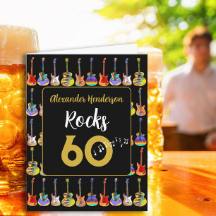 Carte 60e anniversaire Rock and Roll Guitar ajouter Nom