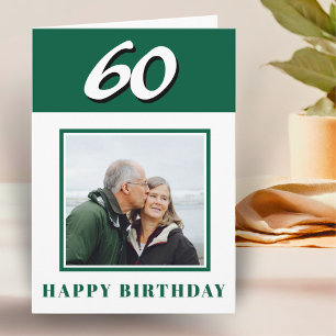 Carte 60e anniversaire vert photo personnalisée