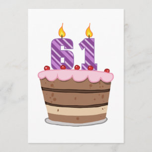Carte 61 ans sur le gâteau d'anniversaire