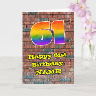 Carte 61e anniversaire : Arc-en-ciel amusant inspiré par