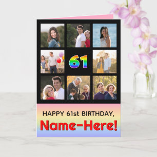 Carte 61e anniversaire : Arc-en-ciel amusant #, photos p