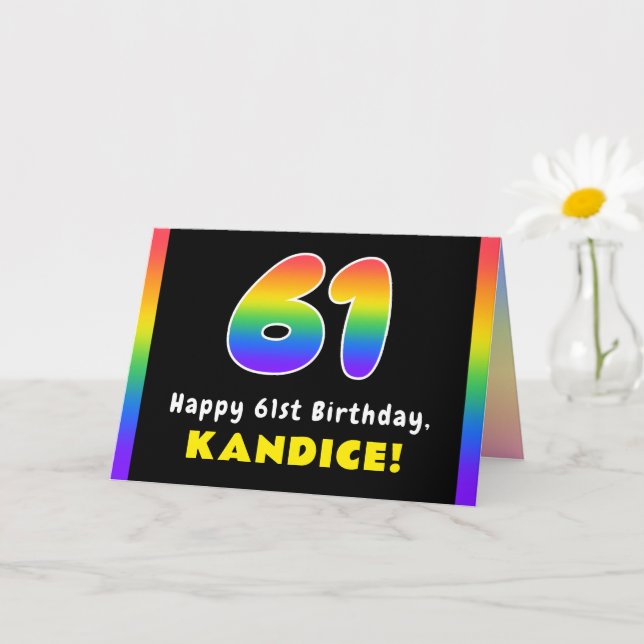 Carte 61e anniversaire : Arc-en-ciel coloré # 61, Nom pe (Petite plante)