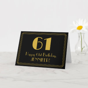 Carte 61e anniversaire : Art Déco Inspiré Look "61" + No