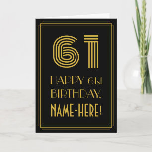 Carte 61e anniversaire : Art Déco Inspiré Look "61" & No