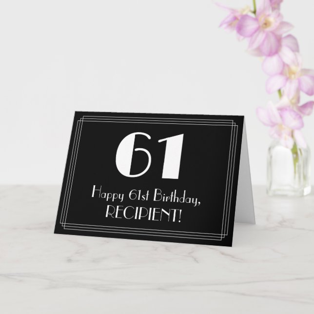 Carte 61e anniversaire ~ Art Déco Inspiré Look "61", Nom (Orchidée)